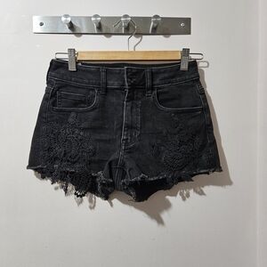 American Eagle Outfitters Black Cut-Off Jean Shorts High-Waisted Size 4
